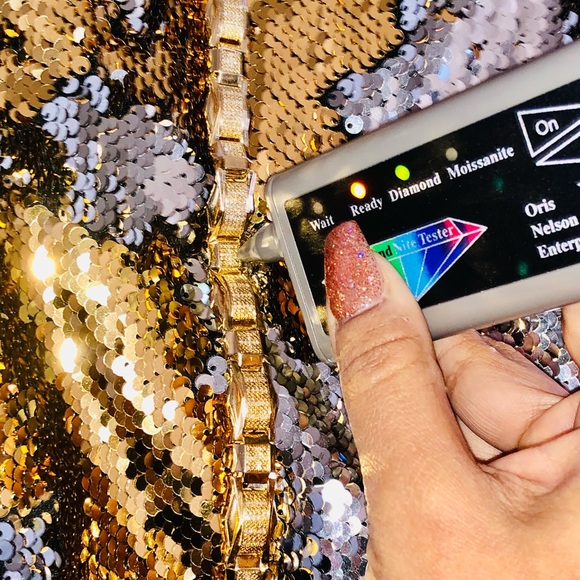 Beautiful custom made unbeatable REAL DIAMOND mens bracelet not CZ 10k vermeil - Picture 3 of 8